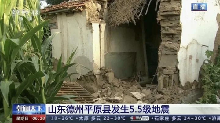 Earthquake in eastern China knocks down houses and injures at least 10, but no deaths reported