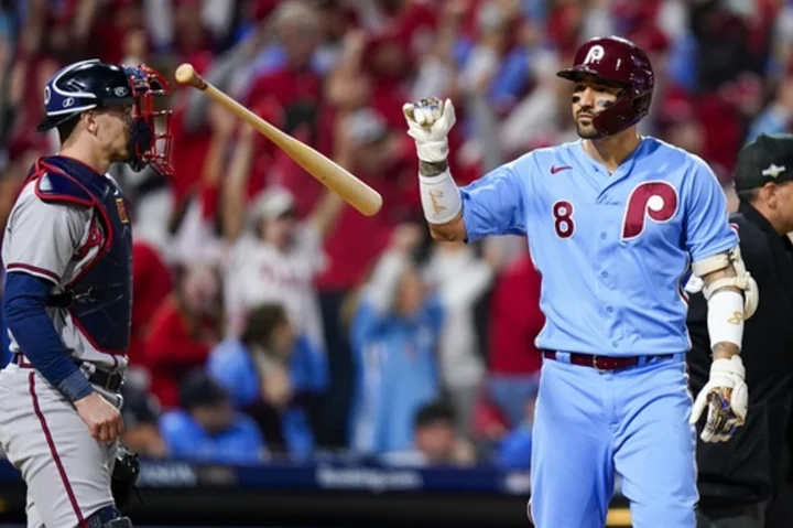 Castellanos hits 2 homers again, powers Phillies past Braves 3-1 and into NLCS for 2nd straight year