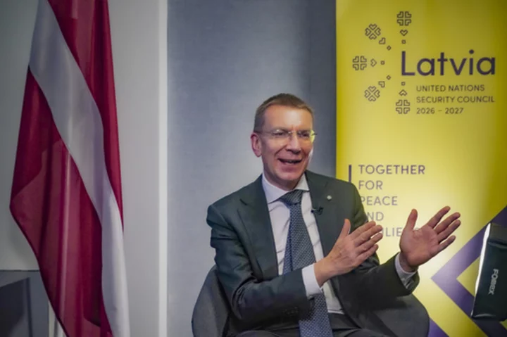 Latvia's president says West must arm Ukraine to keep Russia from future global adventures