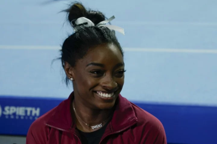 Simone Biles is trying to enjoy the moment after a two-year break. The Olympic talk can come later