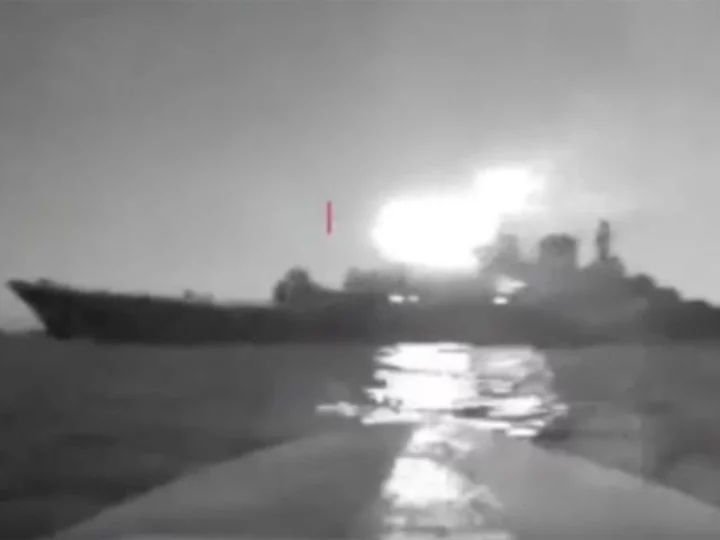 Russian warship seen listing in Black Sea after Ukrainian sea drone attack on base