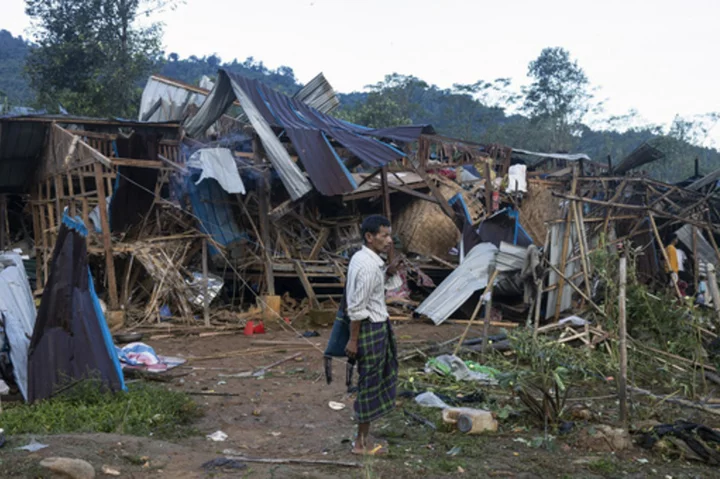 Myanmar's military is accused of bombing a displacement camp in a northern state, killing about 30