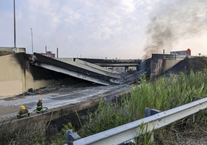 Section of heavily traveled I-95 collapses in Philadelphia after tanker truck catches fire