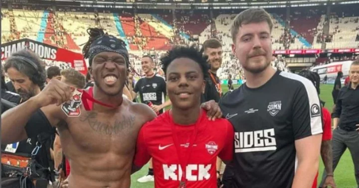 IShowSpeed shocks spectators by tackling MrBeast during Sidemen Charity Match 2023