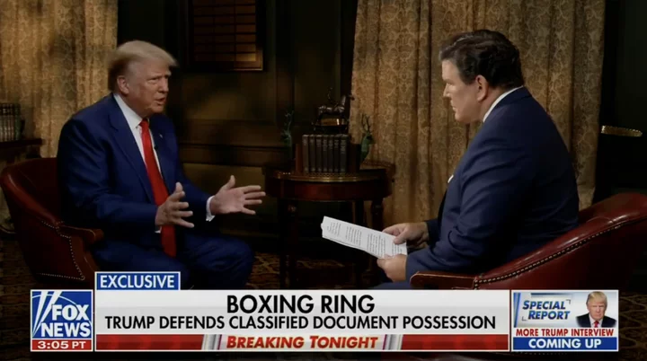 Trump news – live: Trump denies exposing secret Iran paper in combative Fox News interview with Bret Baier