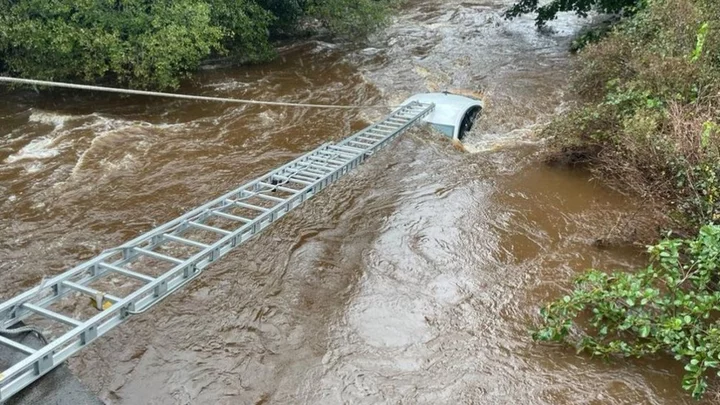 Storm Agnes: Woman rescued from car during floods