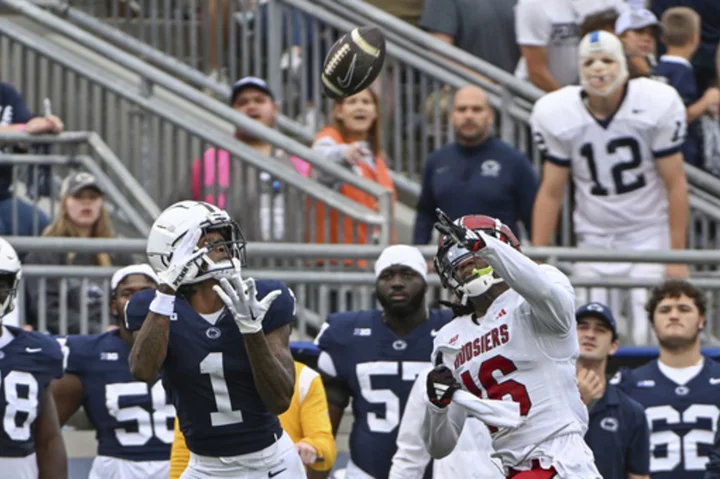 No. 10 Penn State gets long TD pass late from Allar to Lambert-Smith and escapes 33-24 vs. Indiana