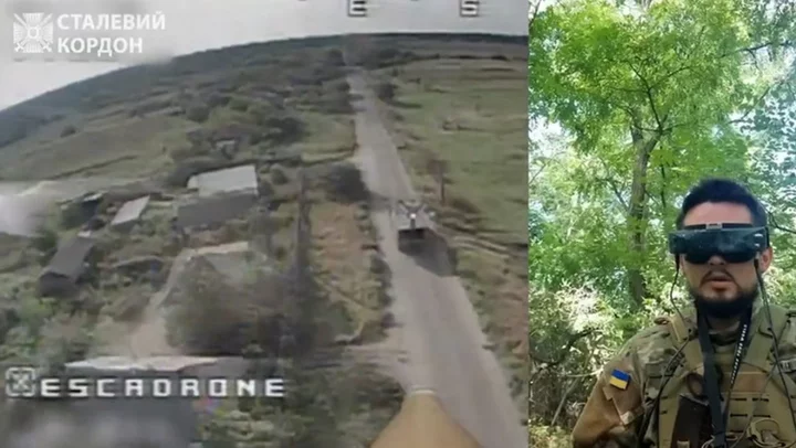 Ukraine pilot films moment drone flies into Russian truck