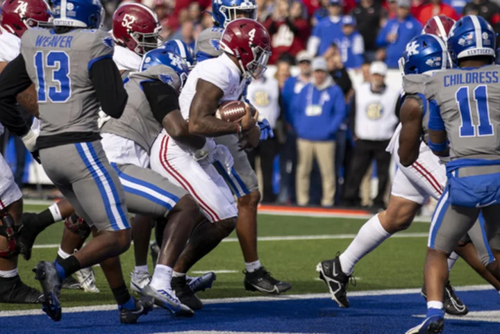 Jalen Milroe has 6 touchdowns, No. 8 Alabama blows out Kentucky 49-21 to clinch SEC West title